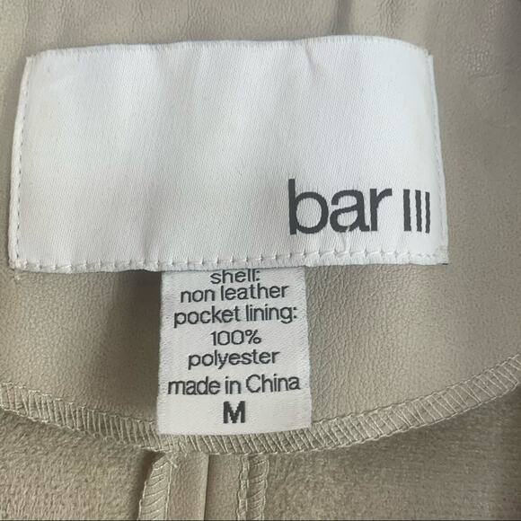 Bar III Open Front Long Vest Coverup Faux Leather Stone Zip Pockets M - Picture 5 of 6